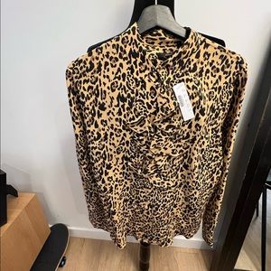 J. Crew 14 Cheetah print ruffle blouse